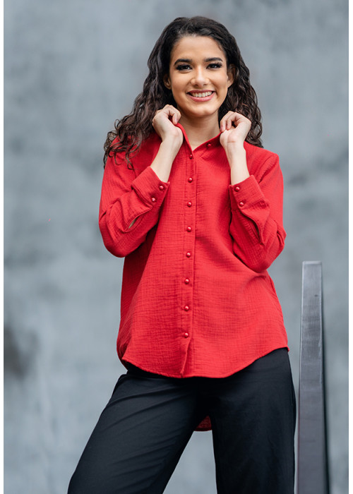 LISA ORANG MIX RED SHIRT BLOUSE