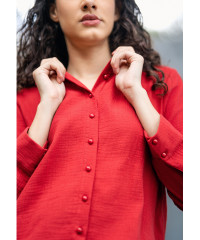 LISA ORANG MIX RED SHIRT BLOUSE