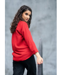 LISA ORANG MIX RED SHIRT BLOUSE