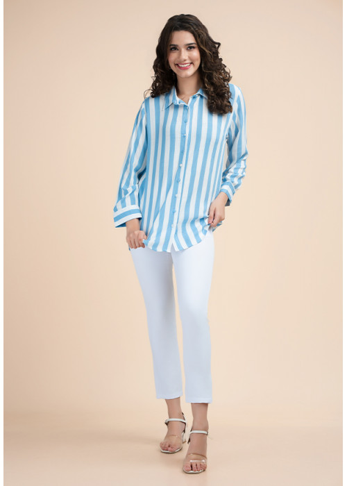 HANAH STRIPE LONG SLEEVE BLOUSE 