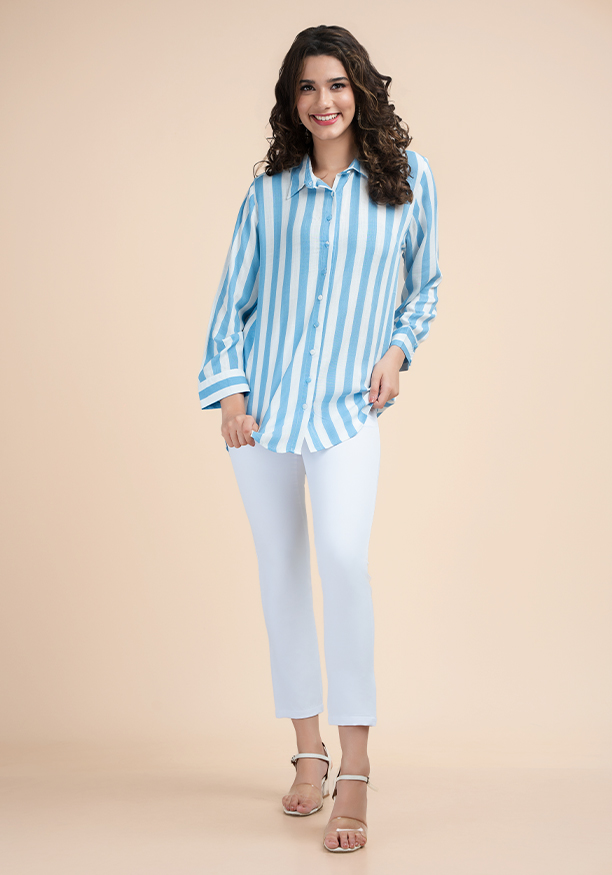 HANAH STRIPE LONG SLEEVE BLOUSE 