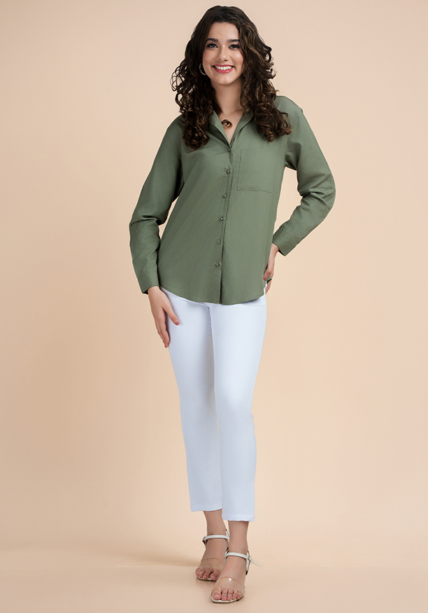 ARIE GREEN LONG SLEEVE SHIRT BLOUSE