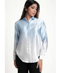 BLUE SHADED LONG SLEEVE SATIN BLOUSE