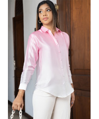 PINK SHADED LONG SLEEVE SATIN BLOUSE