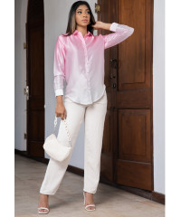 PINK SHADED LONG SLEEVE SATIN BLOUSE