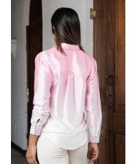 PINK SHADED LONG SLEEVE SATIN BLOUSE