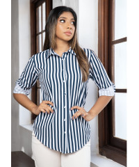 DRIYONA BLUE STRIPE BLOUSE