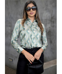 CONSEAL PLACKET GREEN PRINTED BLOUSE