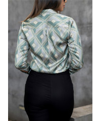 CONSEAL PLACKET GREEN PRINTED BLOUSE