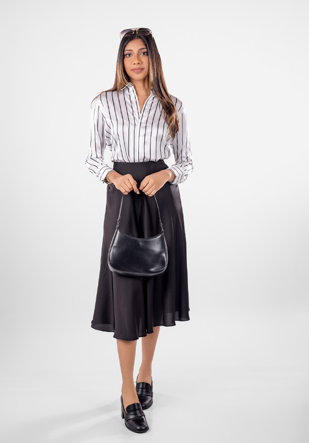 CONSEAL PLACKET STRIPE BLOUSE