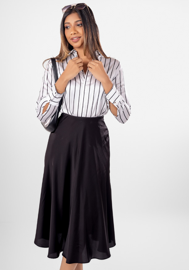 CONSEAL PLACKET STRIPE BLOUSE