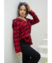 LISA RED CHECK BLOUSE