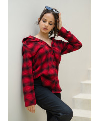 LISA RED CHECK BLOUSE