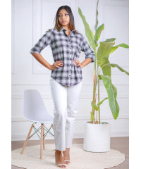 LISA BLACK CHECK BLOUSE