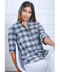 LISA BLACK CHECK BLOUSE