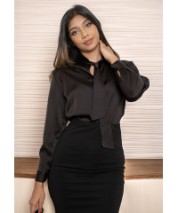 HANNA BLACK SATIN BLOUSE