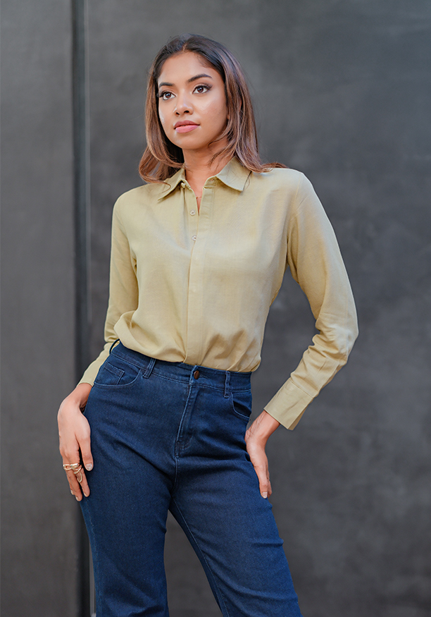 LIYA GREEN WORK WEAR BLOUSE