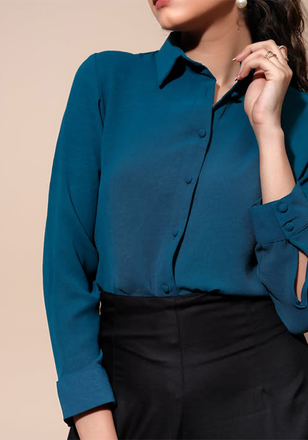 LISA L GREEN LONG SLEEVE BLOUSE Nilsonline