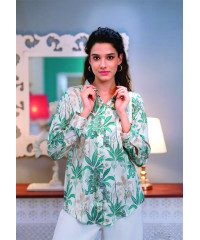 SLENNA GREEN MIX LONG BLOUSE
