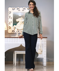 XENA GREEN STRIPE SHIRT
