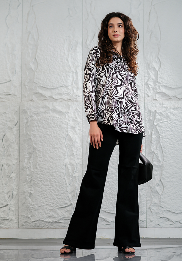 SHOPHIA BLACK LONG SLEEVE BLOUSE Nilsonline