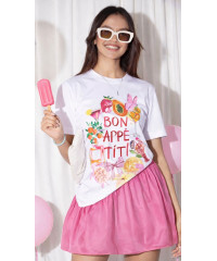 WHITE & PINK BON APPETIT T SHIRT