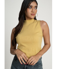 JIANNA HIGH NECK SLEEVELESS YELLOW TEE 