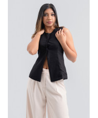 JANET SLEEVELESS BLACK BLOUSE