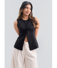 JANET SLEEVELESS BLACK BLOUSE