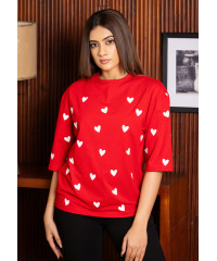 HEART PRINTED BAGGY T SHIRT HEART PRINTED BAGGY T SHIRT
