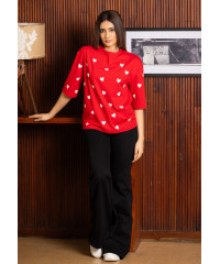 HEART PRINTED BAGGY T SHIRT HEART PRINTED BAGGY T SHIRT