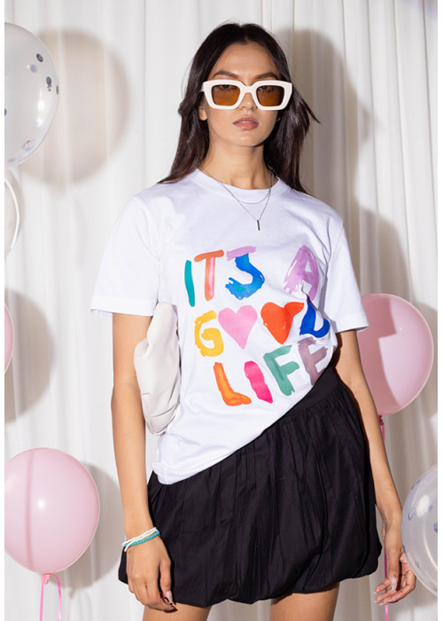 WHITE GOOD LIFE BAGGY T SHIRT