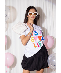 WHITE GOOD LIFE BAGGY T SHIRT