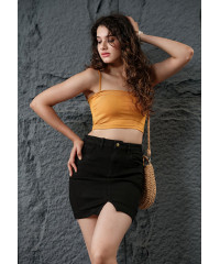 BLACK DENIM SKIRT