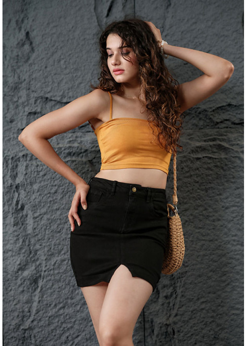 BLACK DENIM SKIRT