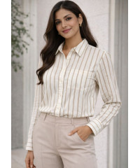 EVAN LONG SLEEVE STRIPE BROWN SHIRT 