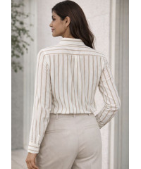 EVAN LONG SLEEVE STRIPE BROWN SHIRT 