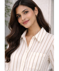 EVAN LONG SLEEVE STRIPE BROWN SHIRT 