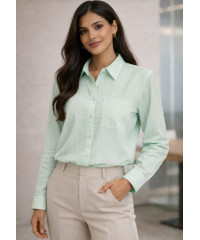 ELODIE LONG SLEEVE STRIPE GREEN SHIRT 