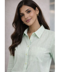 ELODIE LONG SLEEVE STRIPE GREEN SHIRT 