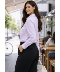 ELODIE LONG SLEEVE STRIPE PURPLE SHIRT 