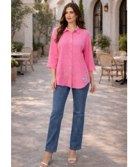 ZERAH SHORT SLEEVE PINK BLOUSE 