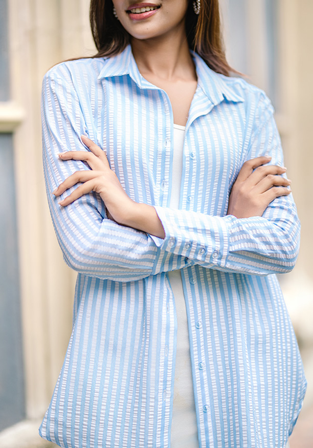 VALENTINA BLUE STRIPE SHIRT 