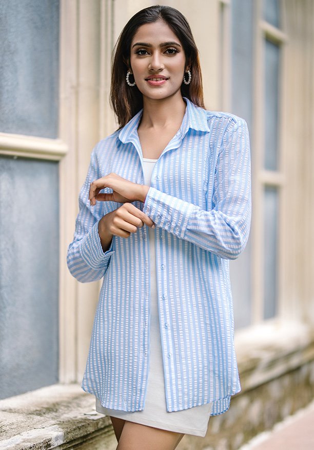 VALENTINA BLUE STRIPE SHIRT 