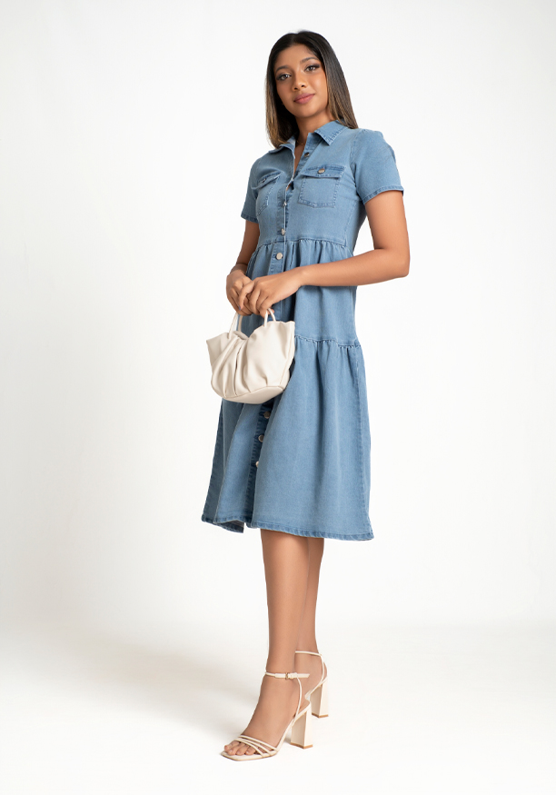 LILY DENIM ICE BLUE DRESS