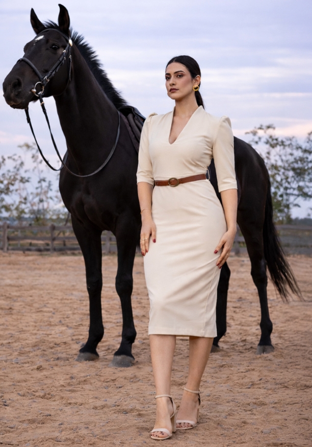 JANE CREAM MIDI DRESS